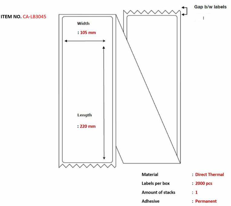 Capture Label 105x220, Core Fanfold
