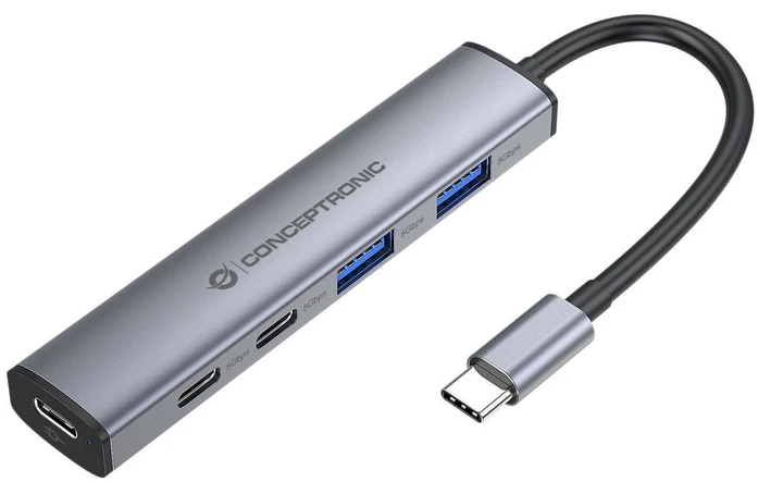 HUB USB Conceptronic USB 3.2 Gen 1 (3.1 Gen 1) Type-C šakotuvai ir koncentratoriai 5000 Mbit/s pilka (HUBBIES22G)