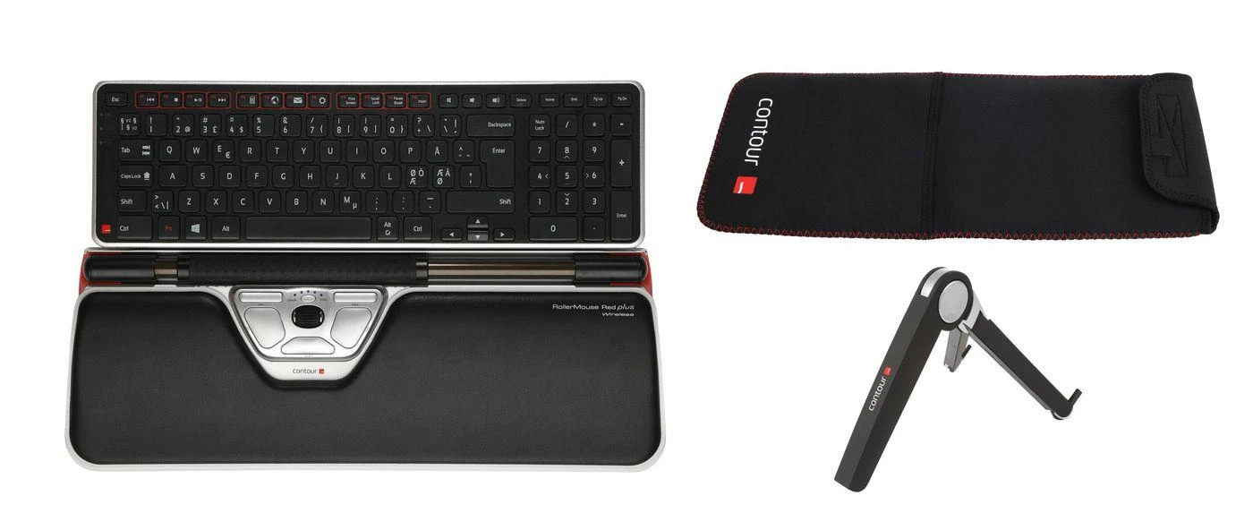 Pelė Klaviatūra Contour RollerMouse Raudonas Plus wireless Travel Kit (RM-Raudonas PLUS-WL-TK)