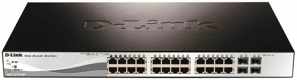 Šakotuvas D-LINK 28-Port Layer2 PoE Gigabit Smart Managed Switch dlink žalias 3.0 24x 10/100/1000Mbit/s TP RJ-45 PoE prievadas 802.3at