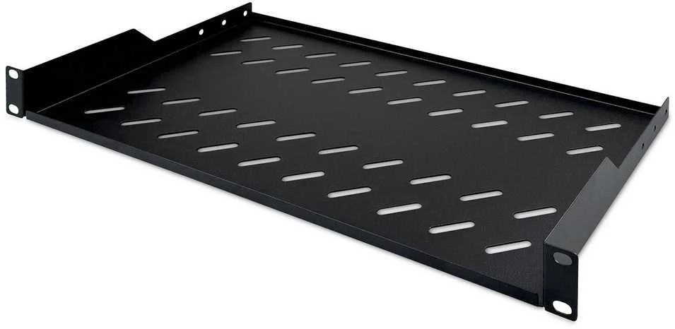 „Digitus“ | Fiksuota lentyna stelažams | DN-19 TRAY-1-SW | Fiksuoto montavimo lentynas galima lengvai sumontuoti ant dviejų priekinių 483 mm (19 colių) profilio bėgelių jūsų 483 mm (19 colių) tinklo arba serverių spintoje. Dėl stabilaus, perforuoto plieno lakšto, pasižyminčio didele apkrova, jie yra optimalus paviršius komponentams, kurie nėra tinkami 483 mm (19 colių) | Juodas