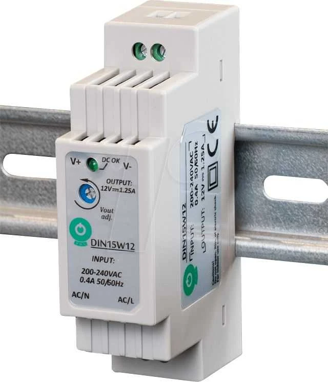 Mpl Power Elektro Oem Maitinimo šaltinis DIN15W24 tvirtinamas ant DIN bėgio 24V 0.63A 15W