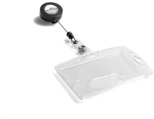 Kabės DURABLE ID kortelių laikiklis su traukimo mechanizmu 54x85 mm, 10 vnt