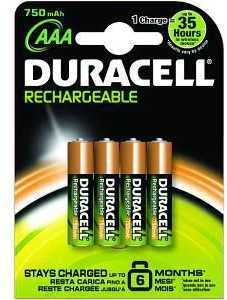 Duracell Recharge Plus baterijos AAA 4 pakuotės, 750 mAh