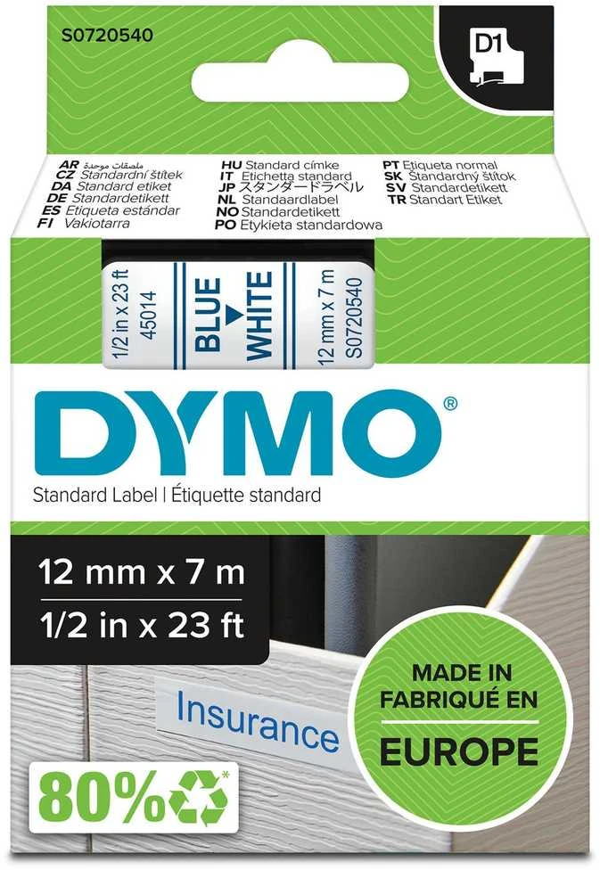 Juostelė DYMO D1 12mm x 7m, vinilinė, mėlyna ant balto / S0720540 45014