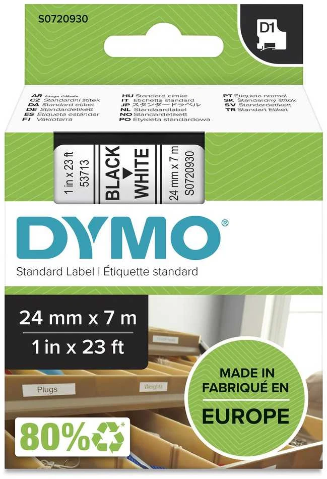 Juostelė DYMO D1 24mm x 7m, juoda ant balto / S0720930 53713
