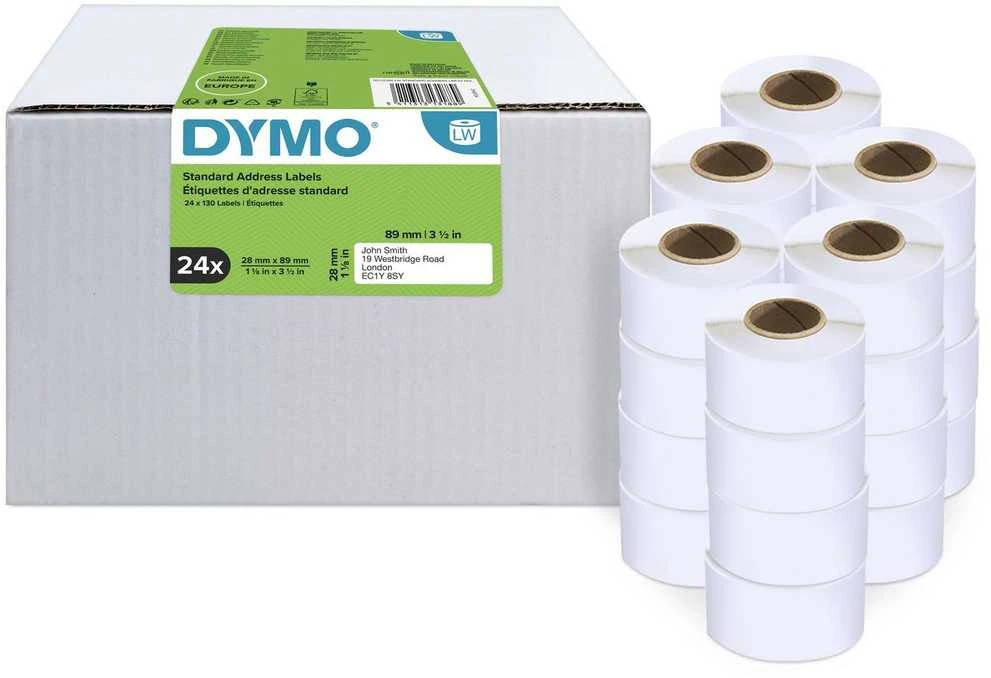 LabelWriter baltos adresų etiketės, 89x28 mm, didelės pakuotės (24x130st), birios DYMO / S0722360