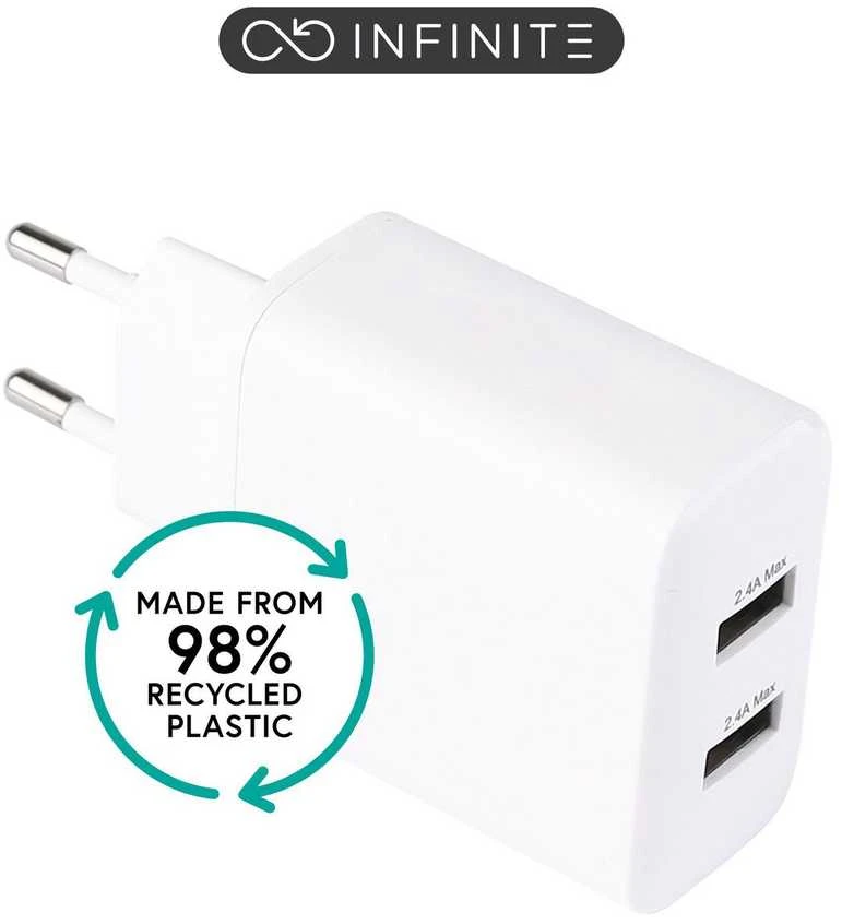 Įkroviklis eStuff INFINITE USB-A 2x USB-A 24W Balta (ES637005-BULK)