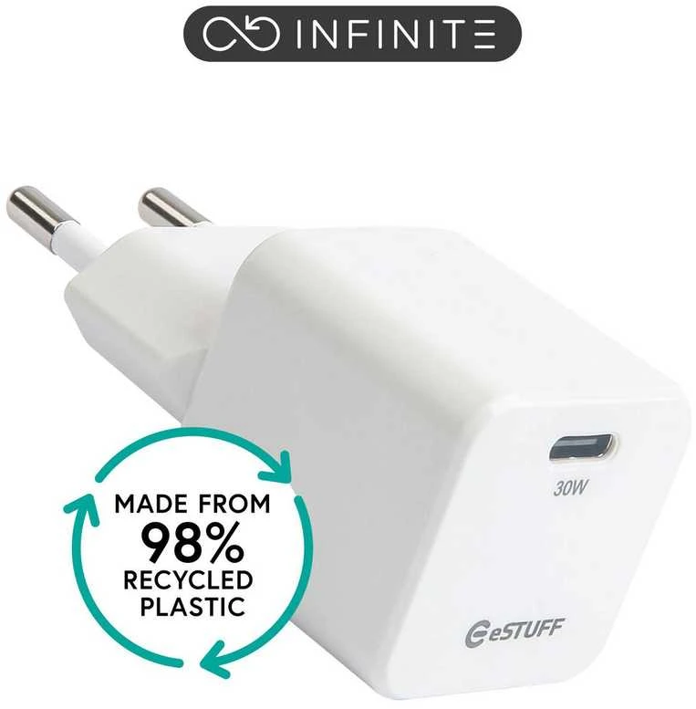 Įkroviklis eStuff INFINITE (GRS) USB-C (ES637027-BULK)