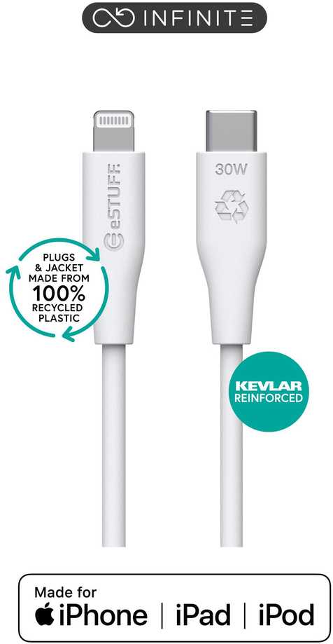 Kabelis USB eStuff USB-C - Lightning 2 m Baltas (ES602270-BULK)