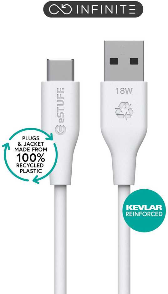 Kabelis USB eStuff USB-C - USB-A 1 m Baltas (ES605270-BULK)