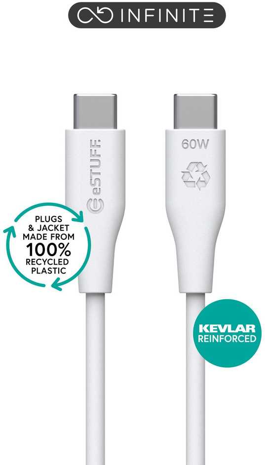 Kabelis USB eStuff USB-C - USB-C 0.5 m Baltas (ES604070)