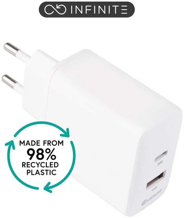 Įkroviklis eStuff INFINITE USB Fast Charging Baltas (ES637031)
