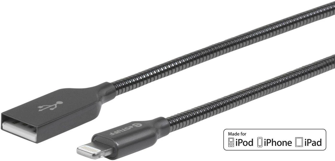 Kabelis USB eStuff Lightning - USB-A 0.5 m Pilka (ES601065)