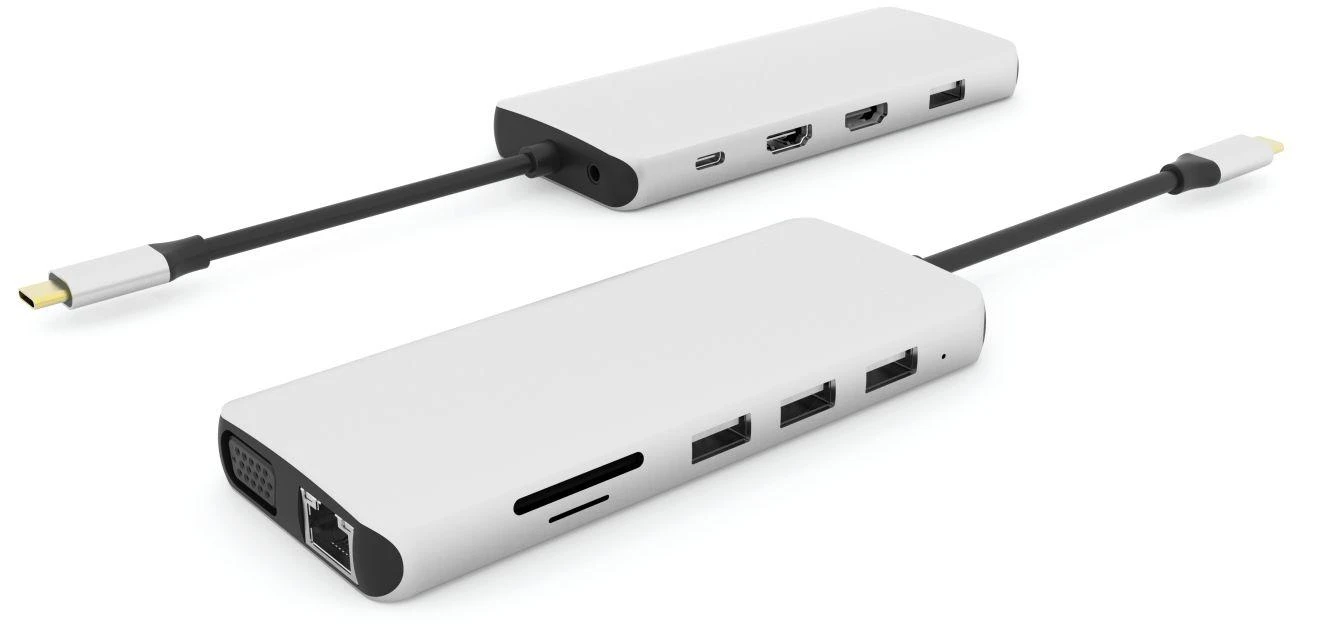 eStuff 12-viename USB-C plėtros stotelės jungtys