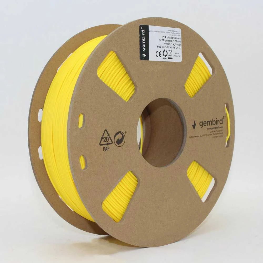 GEMBIRD 3DP-PLA1.75-01-Y siūlas Gembird PLA Geltona 1,75mm 1kg