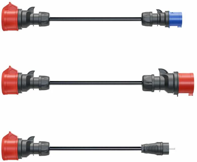 Go-e Gemini Flex adapterių rinkinys su trimis skirtingais laidais