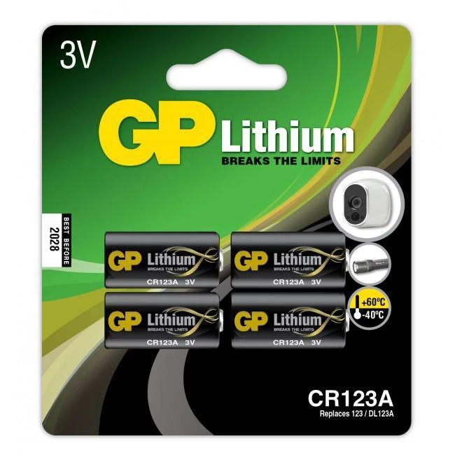 GP Lithium CR123A baterijų pakuotė (4 vnt.)