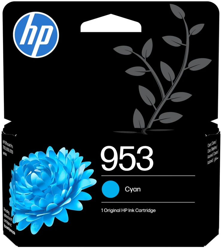 Hewlett Packard (HP) „HP 953 Combo“ 4 juodų / žydrų / rausvai raudonų / geltonų rašalo kasečių pakuotė, 900/630 puslapių, skirtos „Officejet Pro 8218“, 8710, 8720, 8740