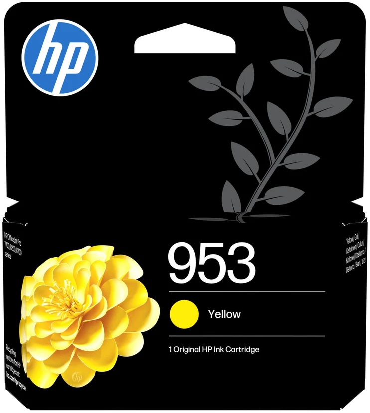 Hewlett Packard (HP) „HP 953 Combo“ 4 juodų / žydrų / rausvai raudonų / geltonų rašalo kasečių pakuotė, 900/630 puslapių, skirtos „Officejet Pro 8218“, 8710, 8720, 8740
