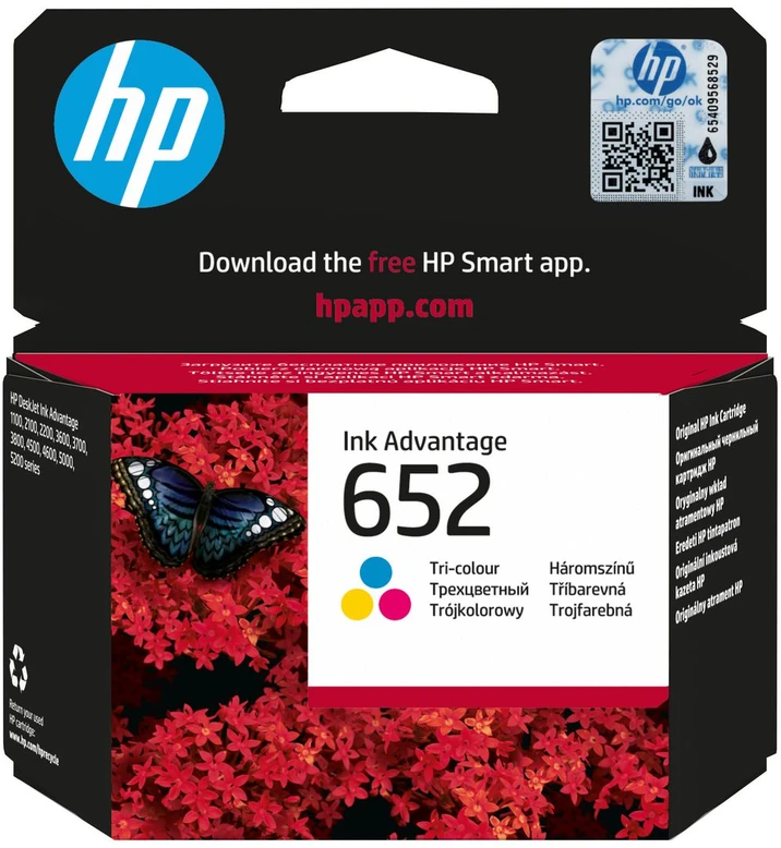 „Hewlett Packard“ (HP) HP 652 trijų spalvų originali rašalo kasetė „Ink Advantage“ (200 puslapių)