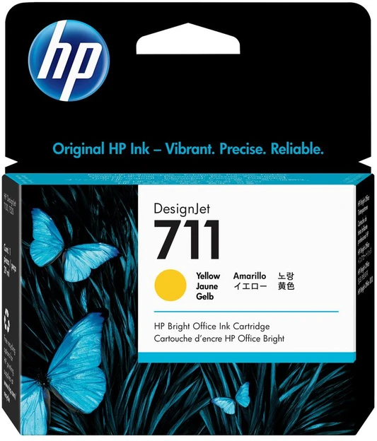 Hewlett Packard (HP) HP 711 Geltona rašalo kasetė, 29 ml, skirta HP DesignJet T120, T520