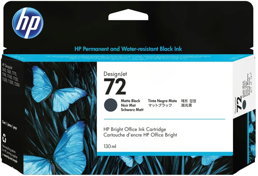 Hewlett Packard (HP) Hp 72 ink juodas matte Vivera 130ml DesignJet T1100 T610 T620 T770 T1200