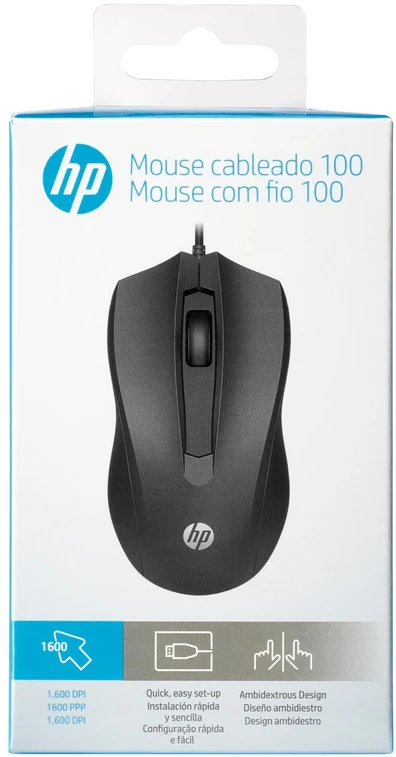 Hewlett Packard (HP) HP 100 USB Pelė su laidu - Juodas