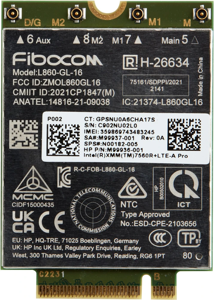 Hewlett Packard (HP) HP Intel XMM 7560 R+ LTE Advanced PRO m.2 4G WWAN Cat 16 mobilusis plačiajuostis korinis modemas (EliteBook 840 G10, x360 830 G10, ProBook 640 G10, 450 G10, ZBook 16 G10)