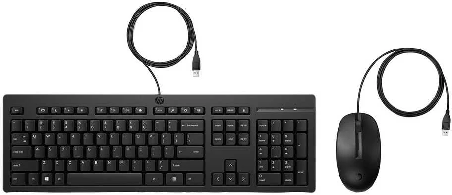 HP 225 G2 USB su laidu Pelė Klaviatūra Combo, Copilot Key, spill resistant - Juodas - US ENG