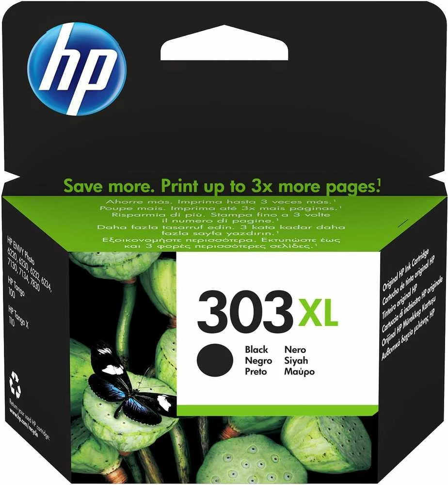 Hewlett Packard (HP) HP 303XL didelės talpos juodo rašalo kasetė, 600 puslapių, skirta HP ENVY Photo 6230, 7130, 7134, 7830 spausdintuvams
