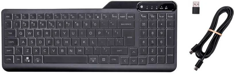 Klaviatūra HP 400 su pašvietimu su laidu 96% su pašvietimu juoda