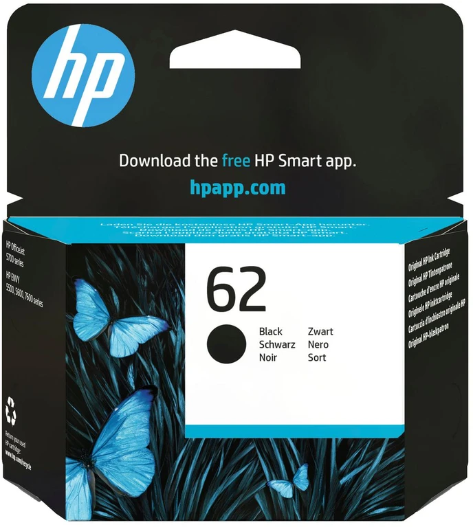 Hewlett Packard (HP) HP 62 Juodas rašalo kasetė, 200 puslapių, skirta HP ENVY 5540, 5640, 5740