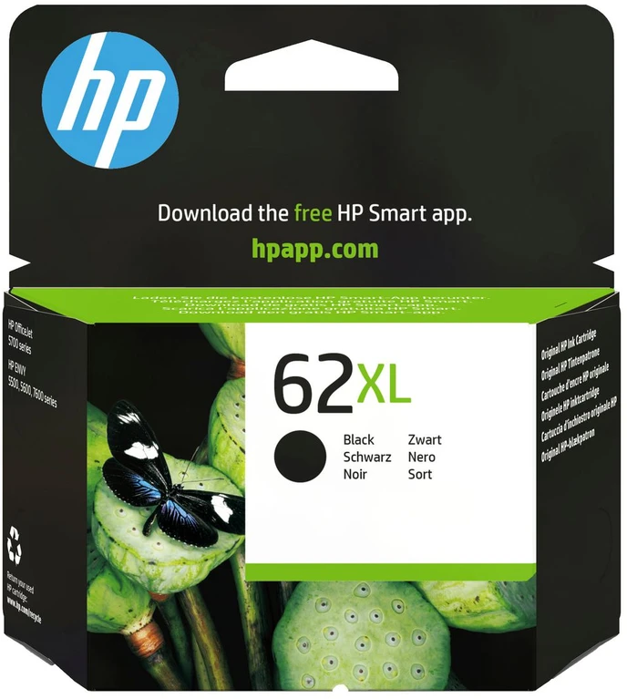 Hewlett Packard (HP) HP 62XL didelės talpos juodo rašalo kasetė, 600 puslapių, skirta HP Envy 5540, 5541, 5542, 5543, 5544, 5546, 5547, 5548, 5549