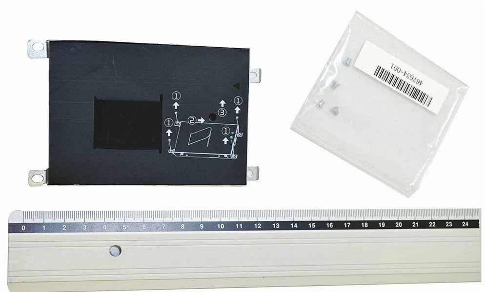 HP HDD rėmelis su montavimo schema ir varžtais
