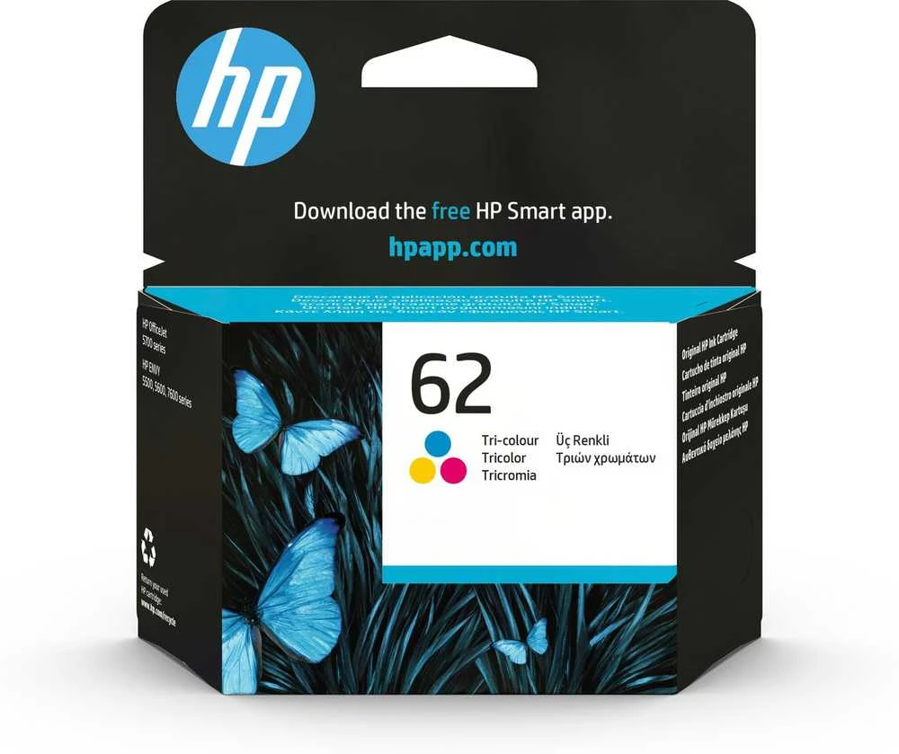 Hewlett Packard (HP) HP 62 trijų spalvų rašalo kasetė, lizdinė pakuotė