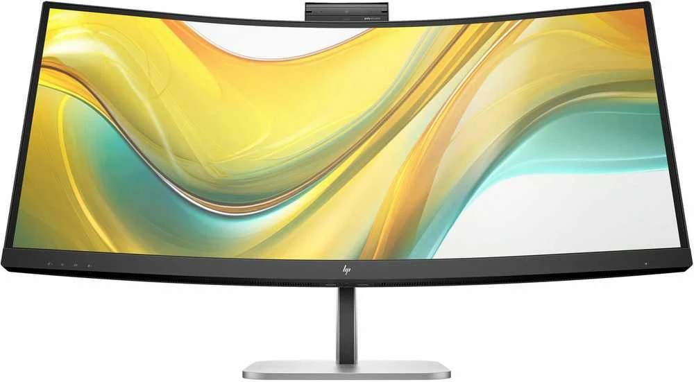 HP 534pm Series 5 Pro WQHD USB-C lenktas konferencinis monitorius - 34 colių 3440x1440 WQHD 400 nitų AG, VA, USB-C (100W/15W)/HDMI/DisplayPort, 3x USB-A, garsiakalbiai, 5MP internetinė kamera, RJ-45 LAN, reguliuojamo aukščio / pakreipimo / pasukimo, 3 metimai (pakeičia E34m)