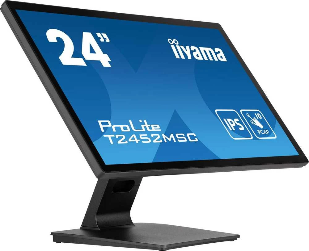 Monitorius „Iiyama“ 24 colių prijungtas PCAP 10P Touch, 1920 x 1080, IPS skydelis, plokščias rėmelis be stiklo, HDMI, ekrano prievadas, 360 cd/m² (su lietimu), USB šakotuvas 2x 3.0, garsiakalbiai, įmontuota interneto kamera ir mikrofonas