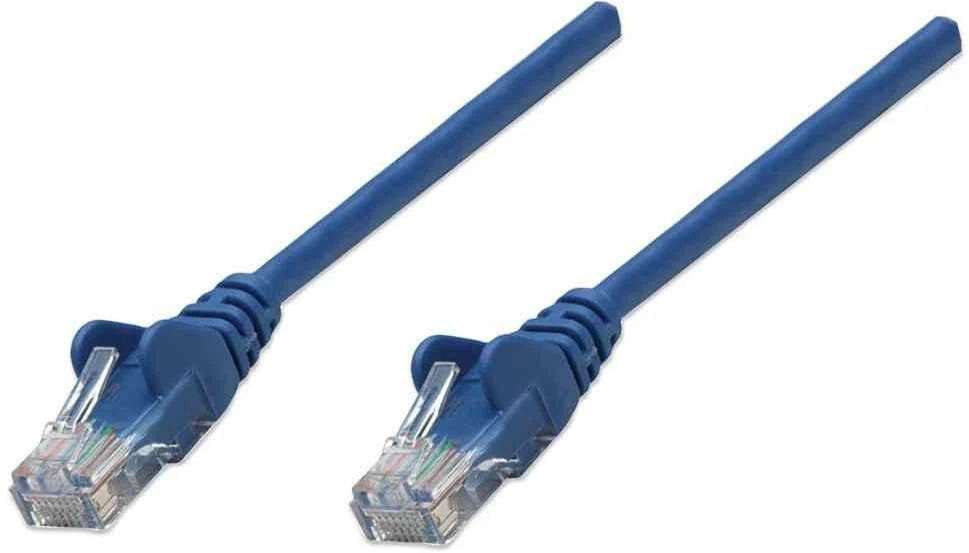 Intracom INTELLINET tinklo kabelis Cat5e U/UTP 3,0m 10ft. Mėlyna RJ-45 Vyriški / RJ-45 Vyriški Paauksuoti kontaktai Polibag