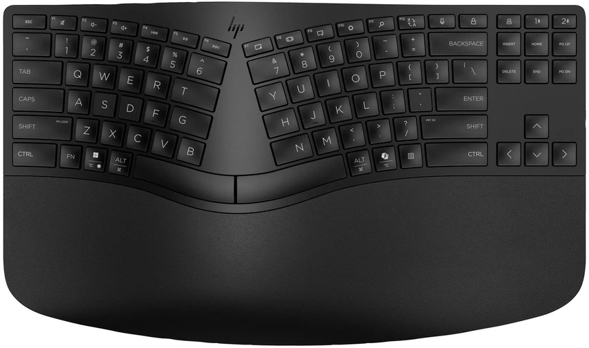HP 965 ergonomiška belaidė klaviatūra, viso dydžio (100 %), belaidė, radijo dažnių belaidė + „Bluetooth“, membraninė, juoda
