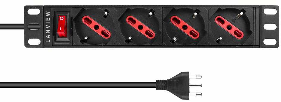 Lanview Rozdzielacz zasilania PDU 1U juoda (LVR-2MIT-SW-IT4)