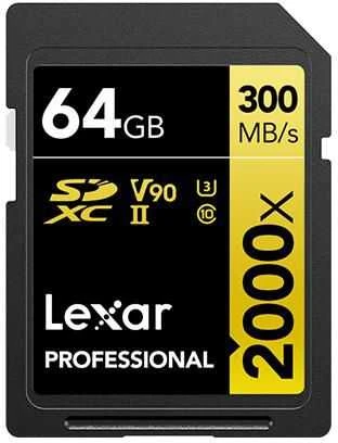 Atminties kortelė Lexar Professional 2000x UHS-II SDXC, 64 GB, 10 klasė, U3, V90, 260 MB/s, 300 MB/s