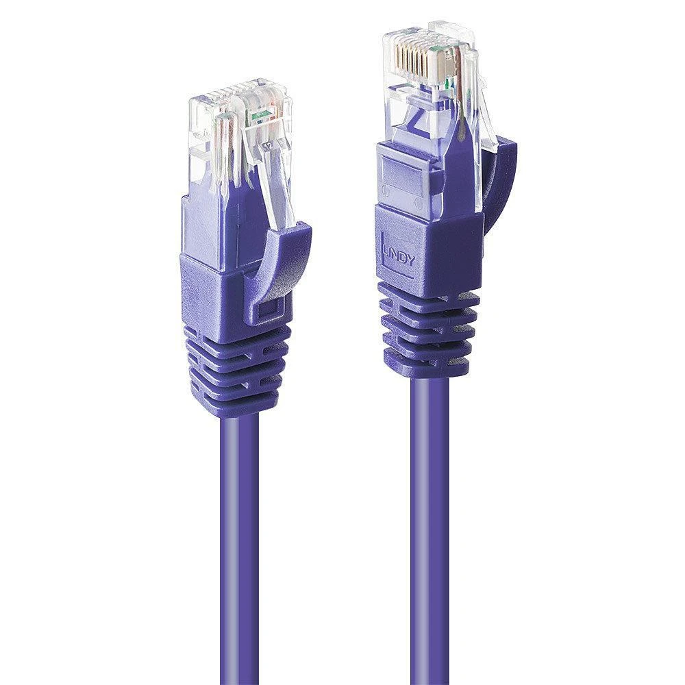 Tinklo Kabelis - LINDY Cat.6 U/UTP Tinklo Kabelis, RJ45, M/M, 250MHz, 0.3 m, Purpurinis