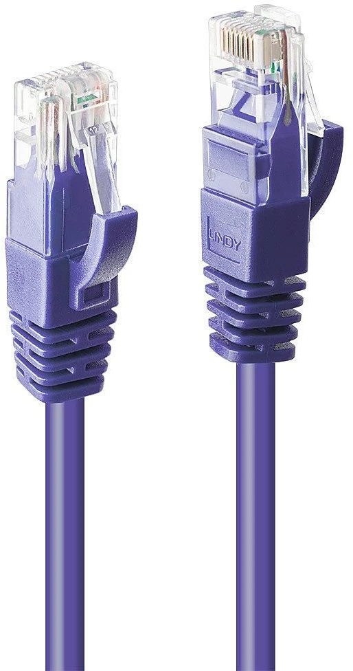 Tinklo Kabelis - LINDY Cat.6 U/UTP Tinklo Kabelis, RJ45, M/M, 250MHz, 0.5 m, Violetinis