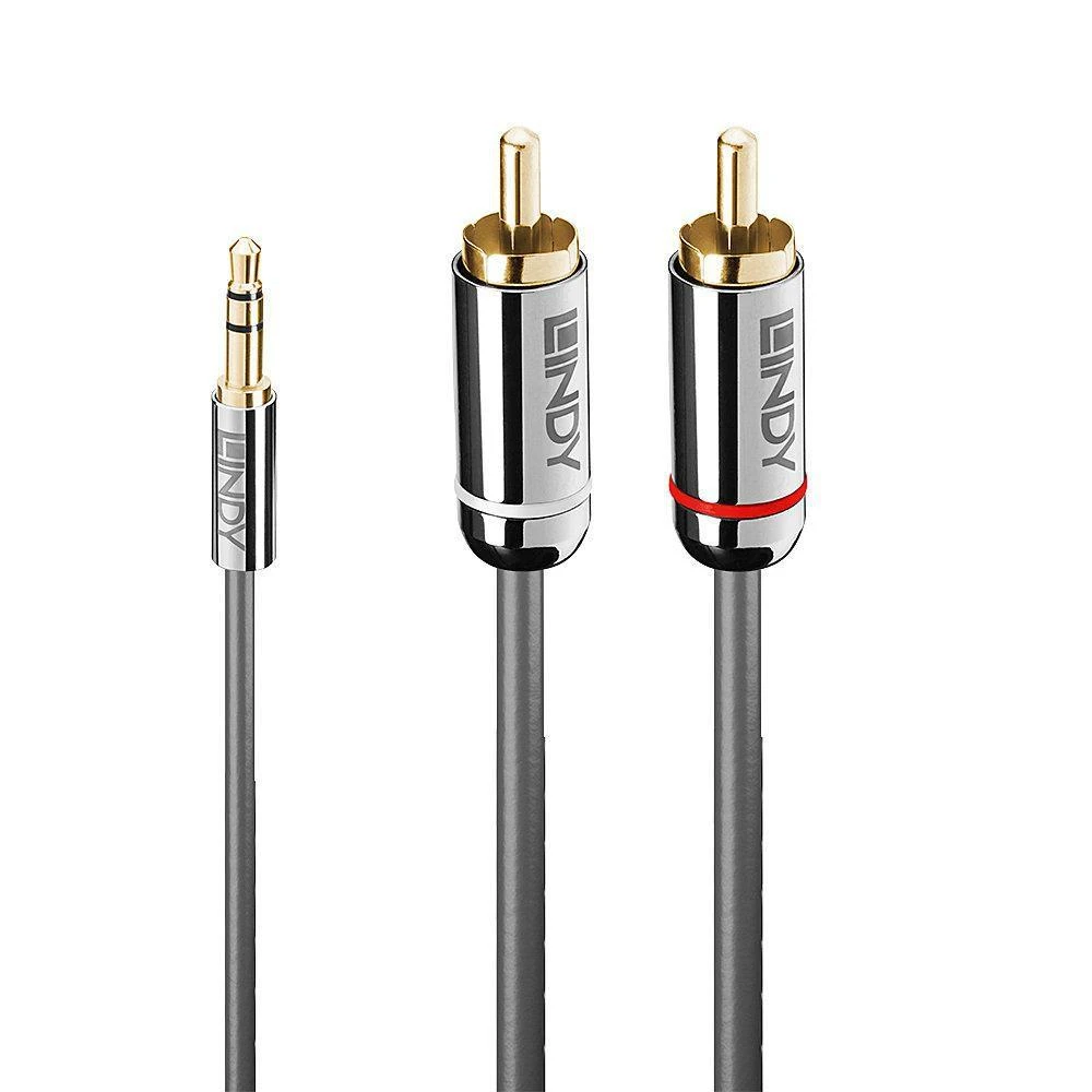 Lindy Cromo Line 3.5mm į RCA garso kabelis jungtys