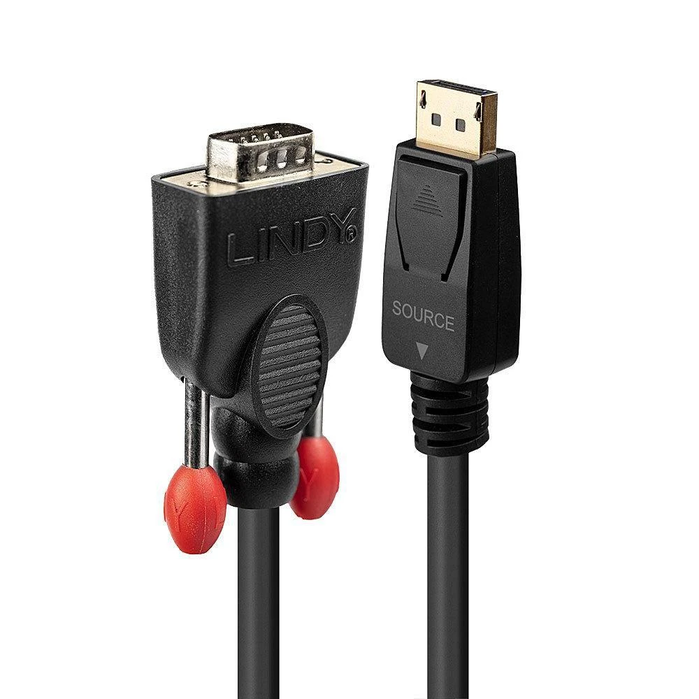 Adapteris - LINDY DisplayPort į VGA Adapterį Kabelis, 1920x1200@60Hz, 2 m, Juodas