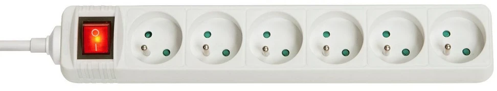 Ilgiklis - LINDY 6 Schuko Lizdų Prailgintuvas su Jungikliu, 1.4 m, Baltas