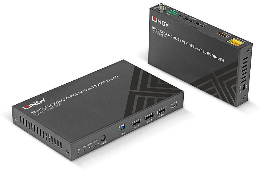 KVM Ilgintuvas - LINDY Cat.6A HDMI 4K60 ir Type C HDBaseT 3.0 KVM Ilgintuvas 70 m