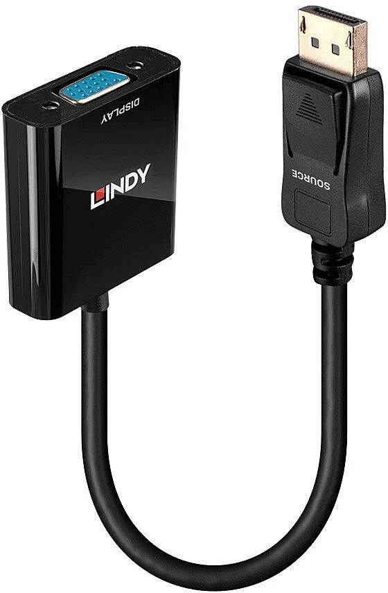 Lindy DisplayPort do VGA 150mm juoda