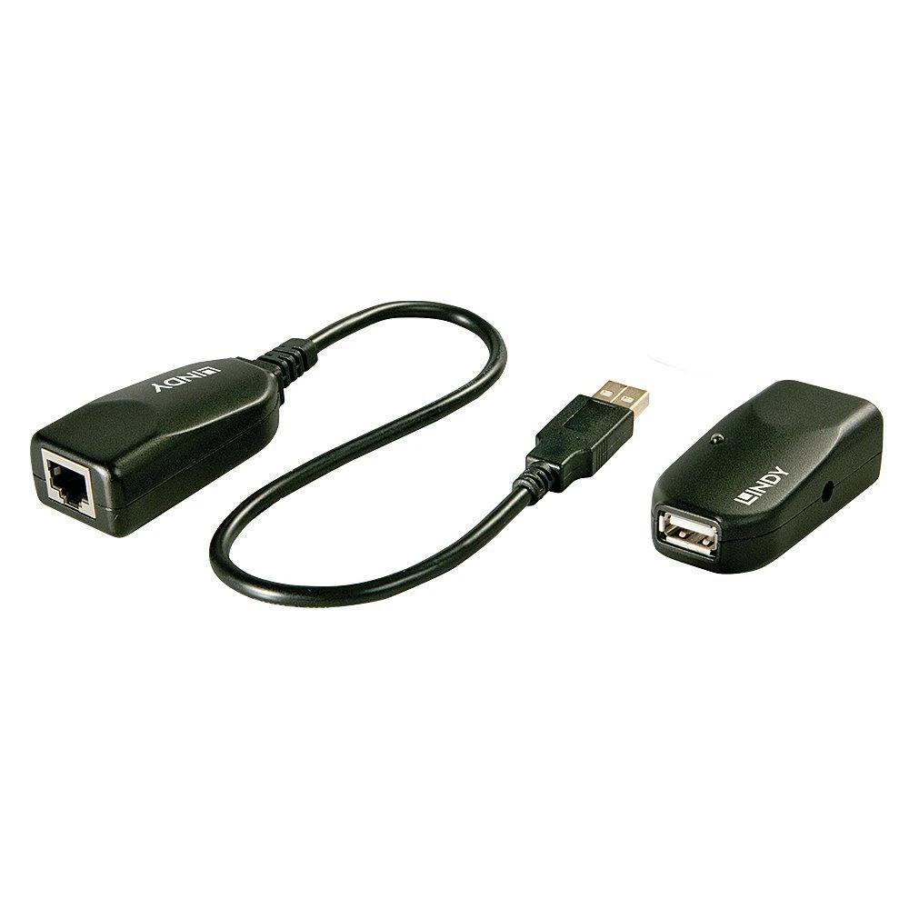 USB Prailginimas - LINDY USB 2.0 Cat.6 Prailginimas, 480Mbps, 50 m, Juodas